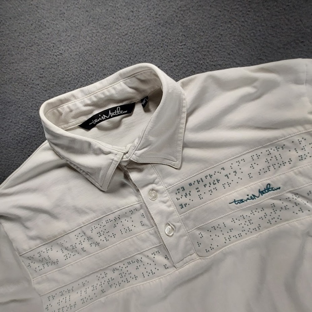 TravisMathew Polo Shirt Mens S White Pima Cotton Blend Golf Performance Polo